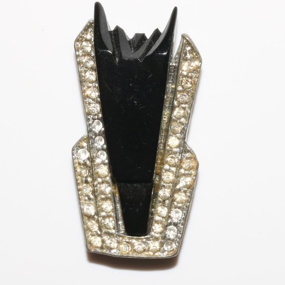 Black and Clear Rhinestone Shirt Dress Clip - Picture 1 of 9